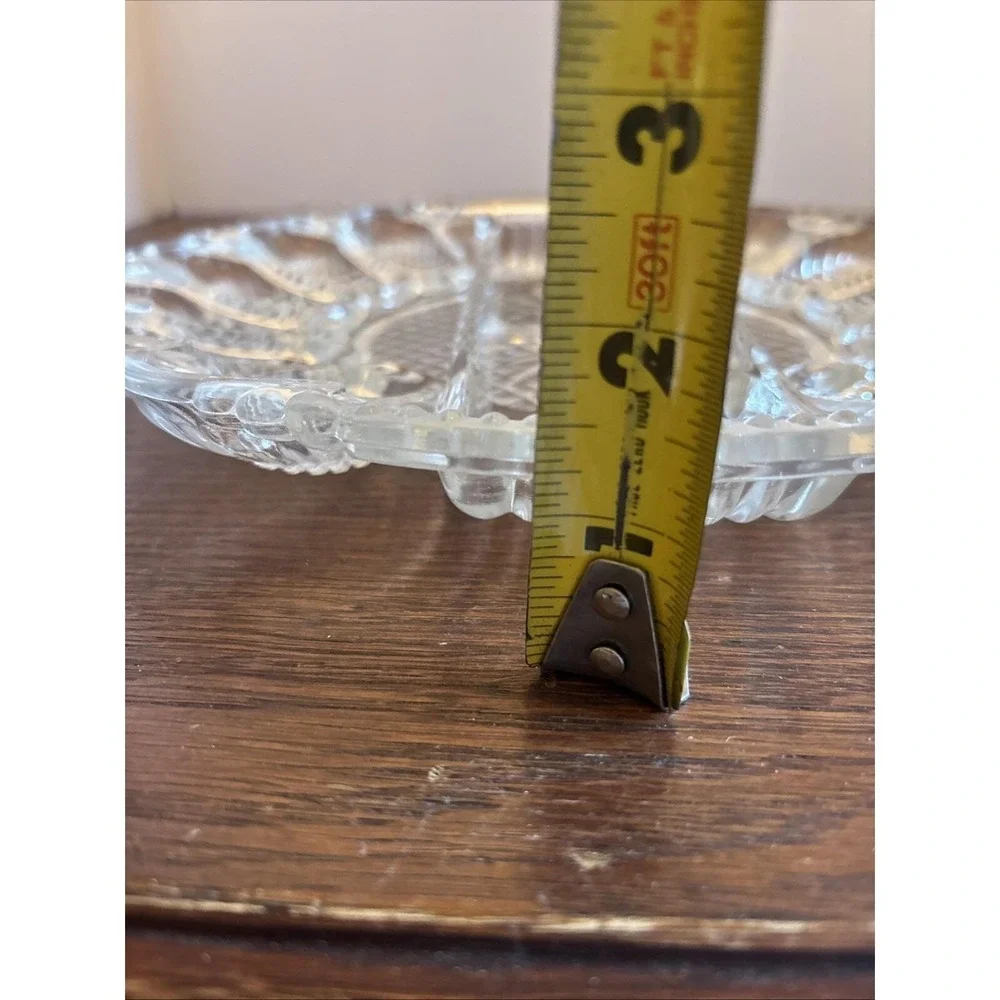 Vtg L.E. Smith‎ Clear Glass Deviled Egg Plate Platter Relish Tray Diamond Point